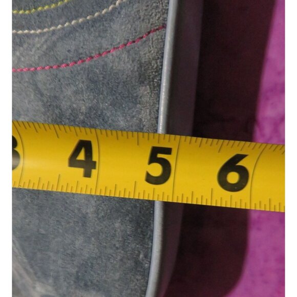 Coach 2002 Rare find Baby Blue Suede Leather Heart Stitched Demi Baguette Bag - Picture 12 of 12